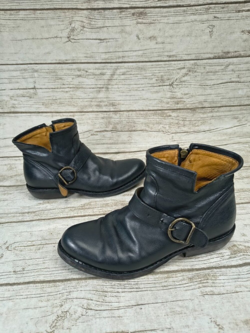 Fiorentini + Baker Black Leather Moto Ankle Boots Size 39